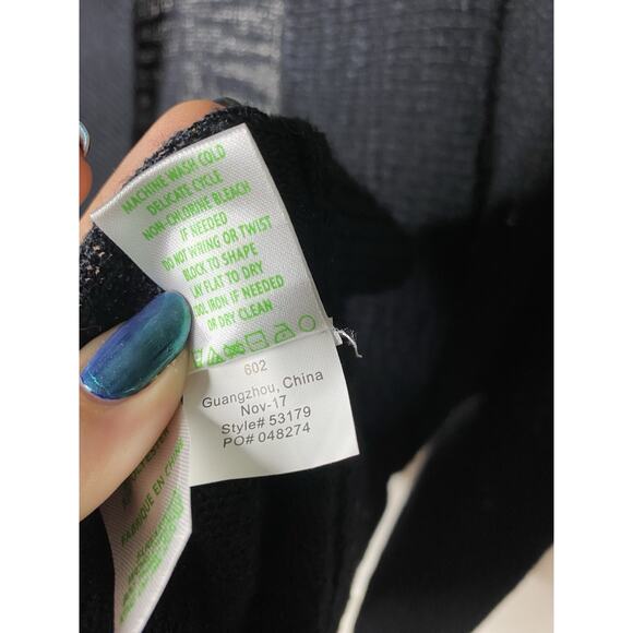 Lilly Pulitzer Women's Small Amalie Open Front Cardigan Black Lightweight Basic - Picture 4 of 5